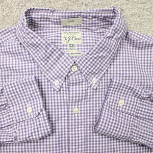 J. Crew Secret‎ Wash Shirt Mens 2XL XXL Purple Slim Fit 100's 2-Ply Yarns L/S